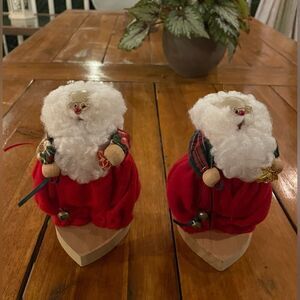 washpin pals Santa figurines handmade set of 2 ~ vintage 1996
